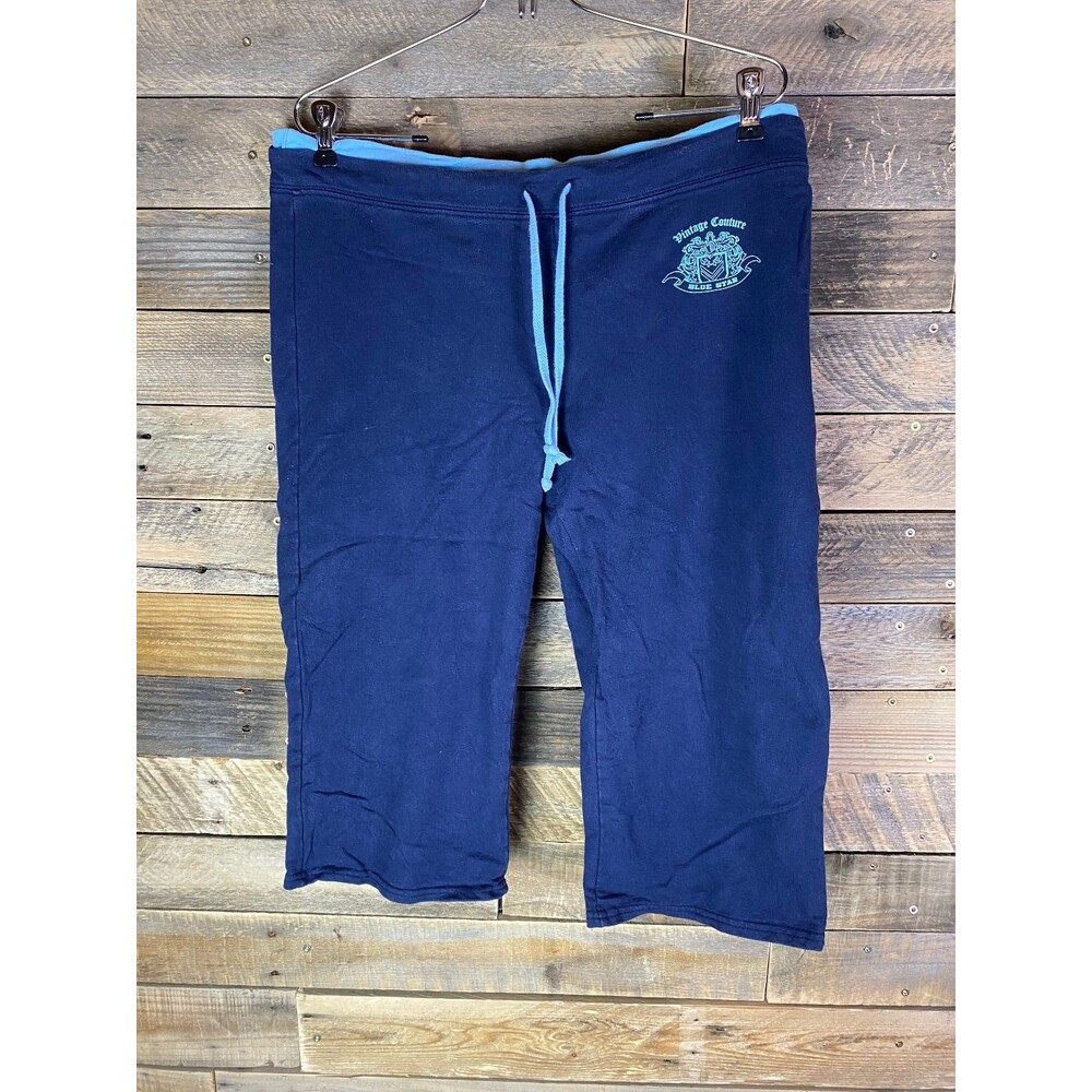 Blue Star Clothing Co. Women's Navy & Light Blue Large Cotton Capri Pants